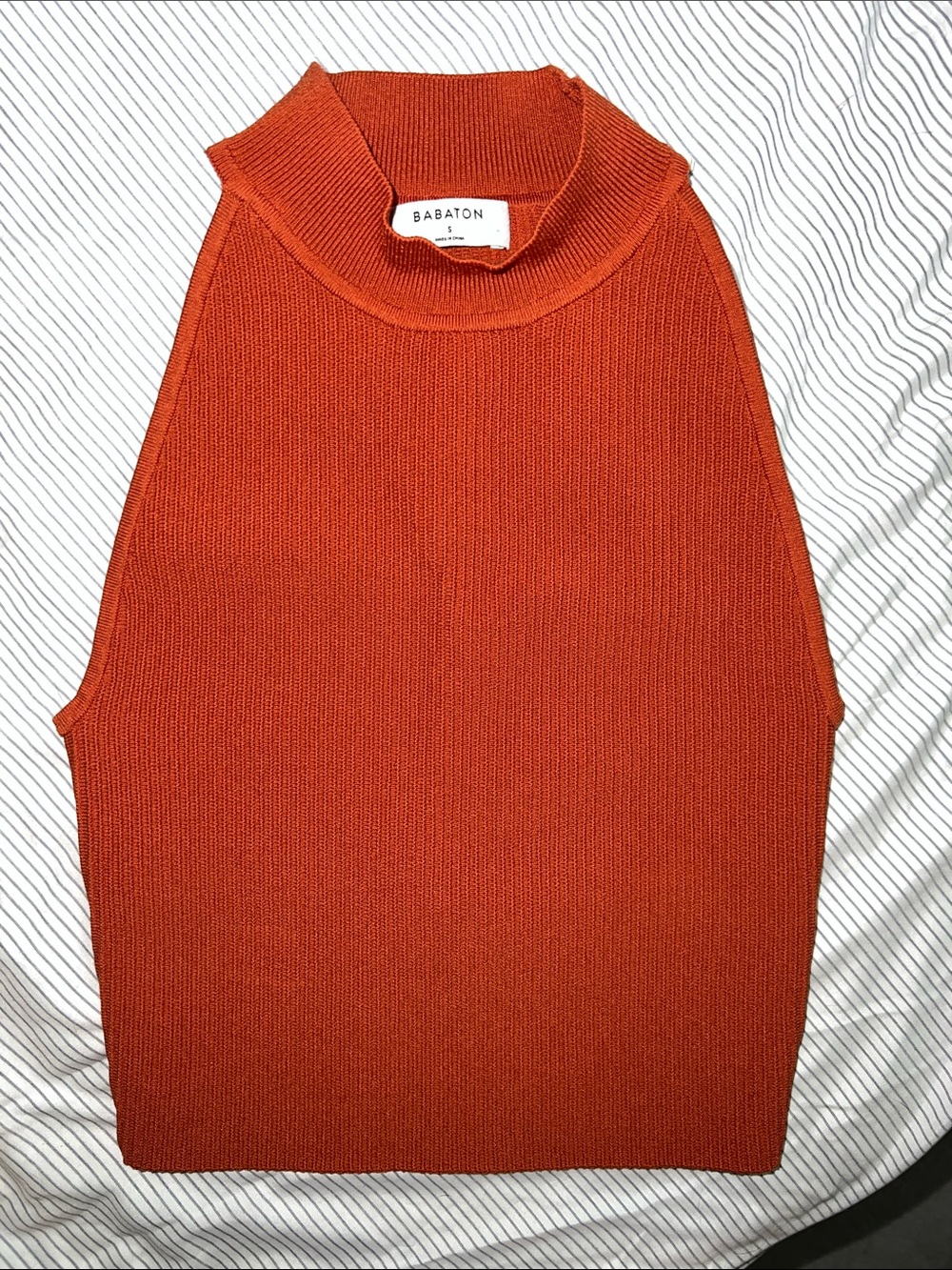 Babaton Sleeveless Mock Neck Knit Tank - Rust Orange